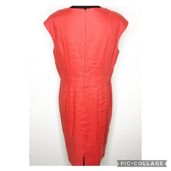 Lafayette 148 New York red orange faux wrap linen midi dress size 14 NWT - Picture 13 of 13